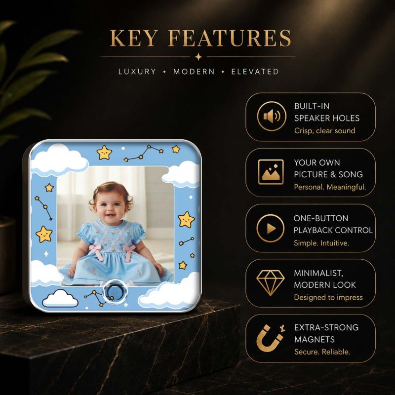 Personalized Baby Photo Musical Fridge Magnet with Custom Photo and Any Favorite Song Birthday Gift for Baby Girl for Daughter & Son
